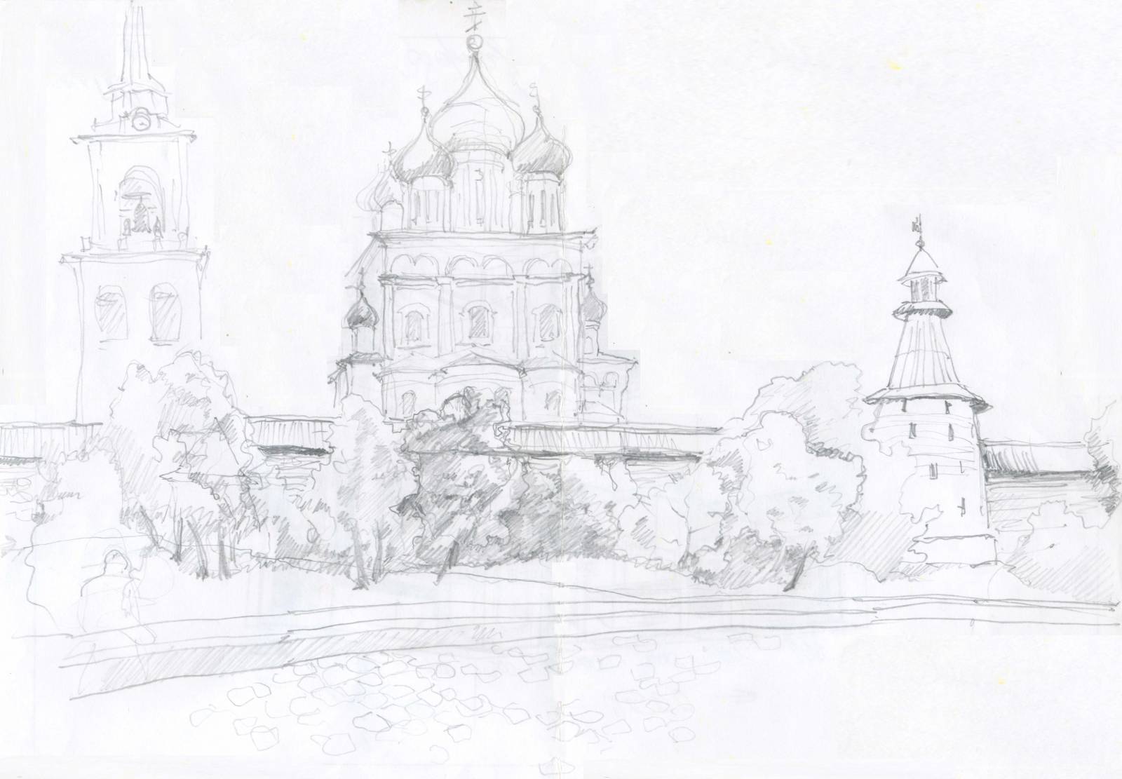 Тобольский Кремль рисунок карандашом